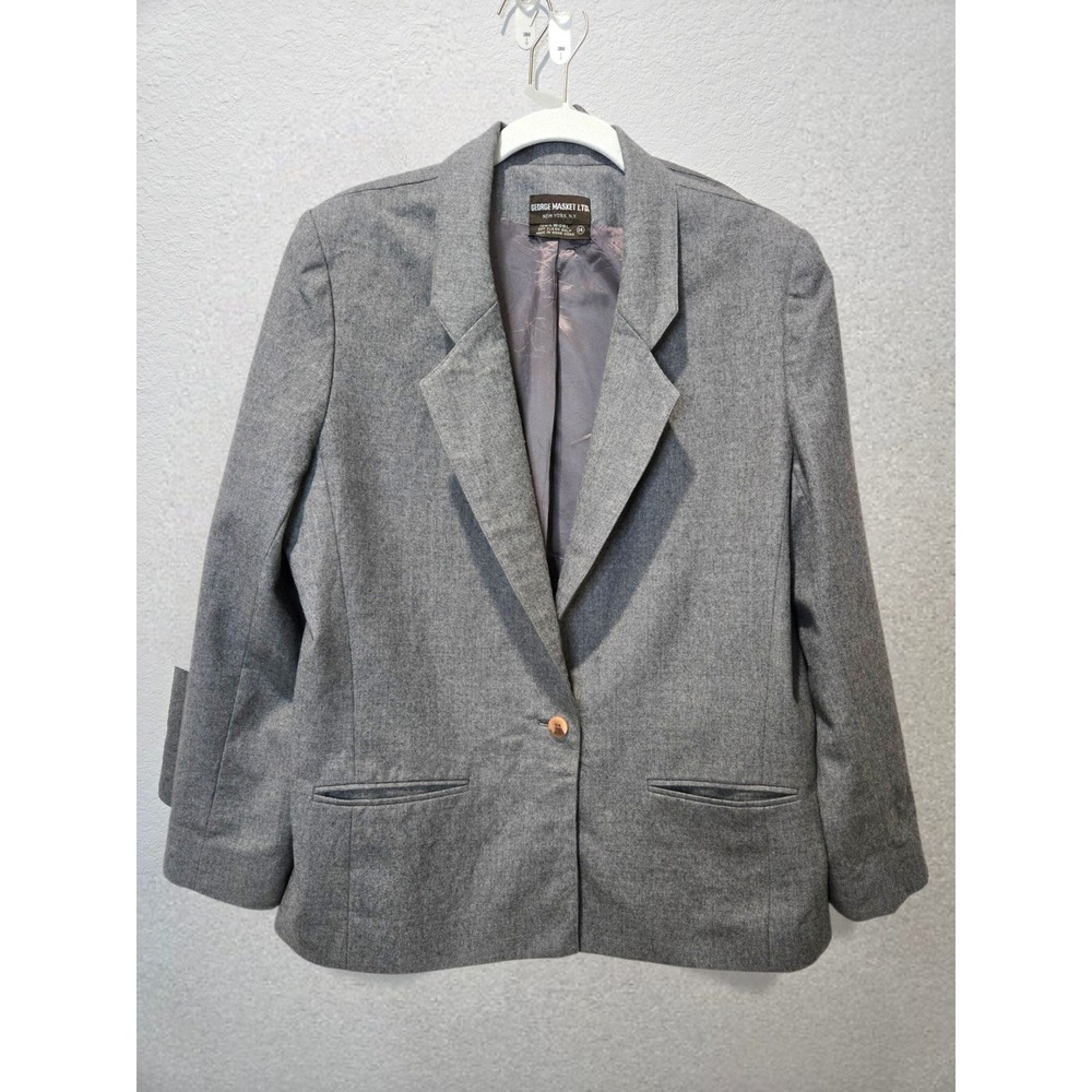Vintage 80-90's George Masket Ltd Gray 100% Wool Blazer Women's Size 14